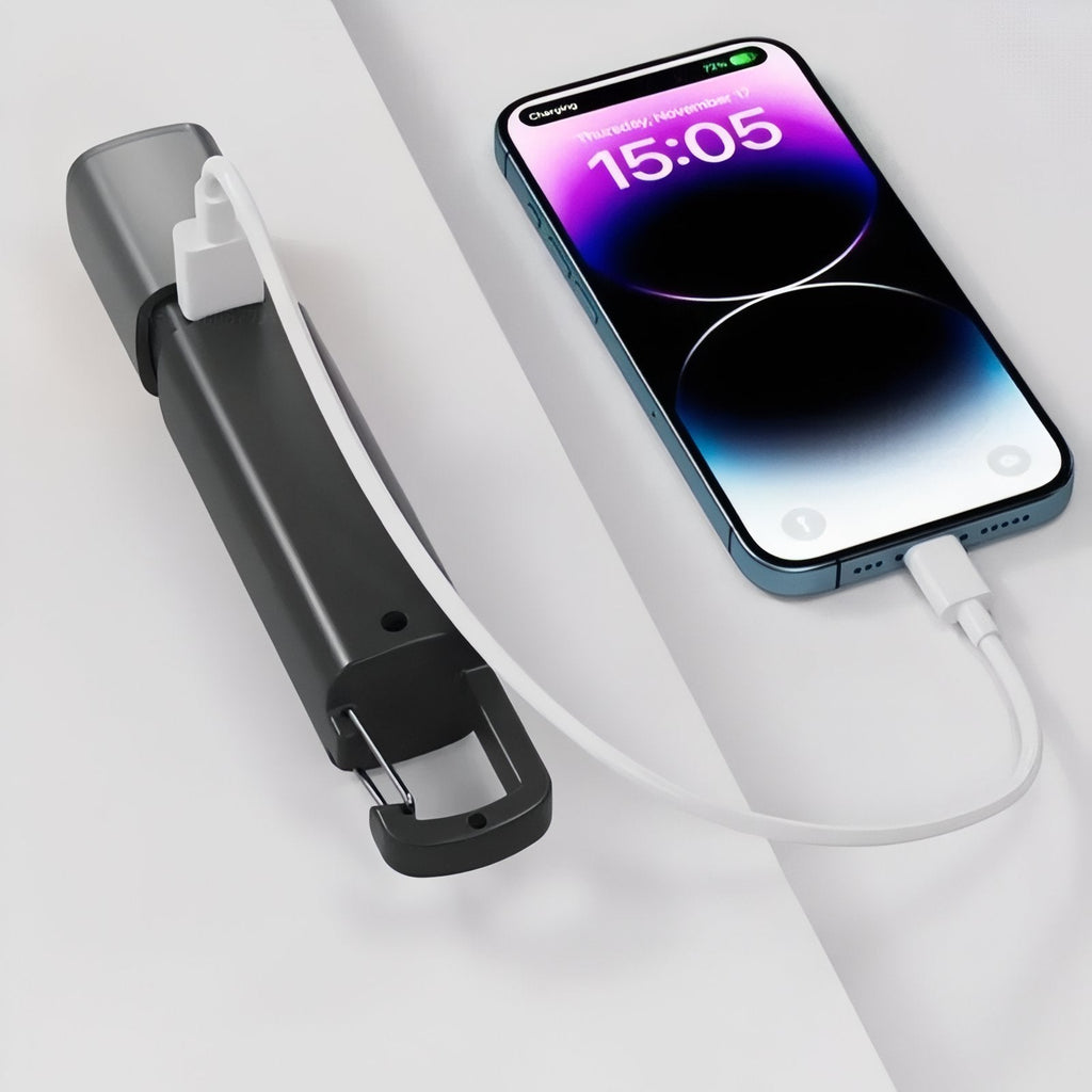 Lampe de poche randonnée rechargeable USB avec mousqueton | Esprit Baroudeur