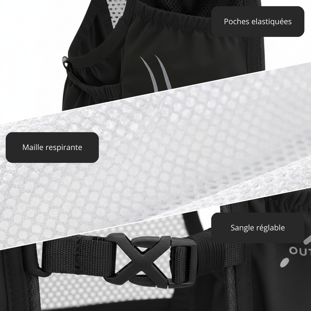 Sac trail respirant dos mesh pour course en sentier | Esprit Baroudeur