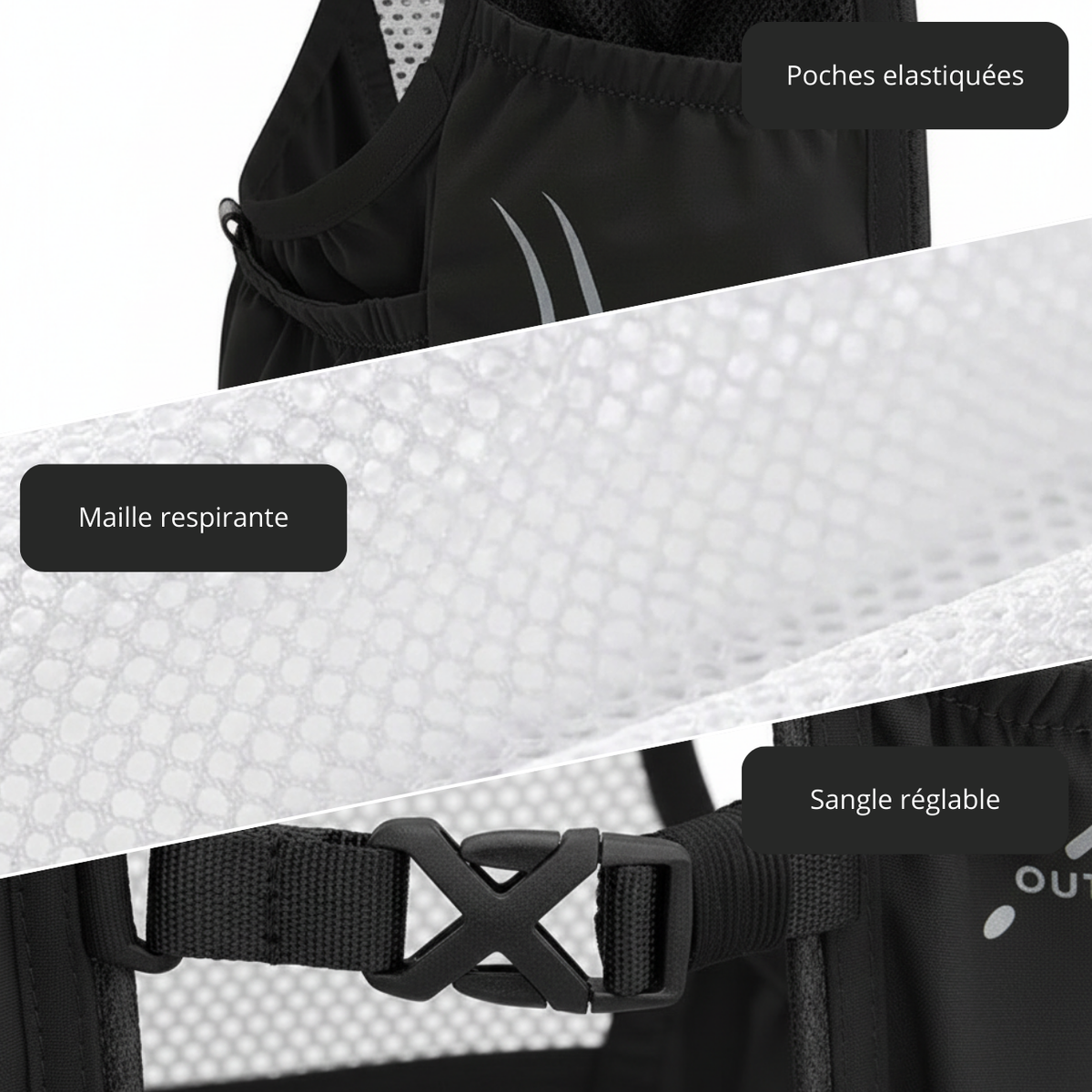 Sac trail respirant dos mesh pour course en sentier | Esprit Baroudeur