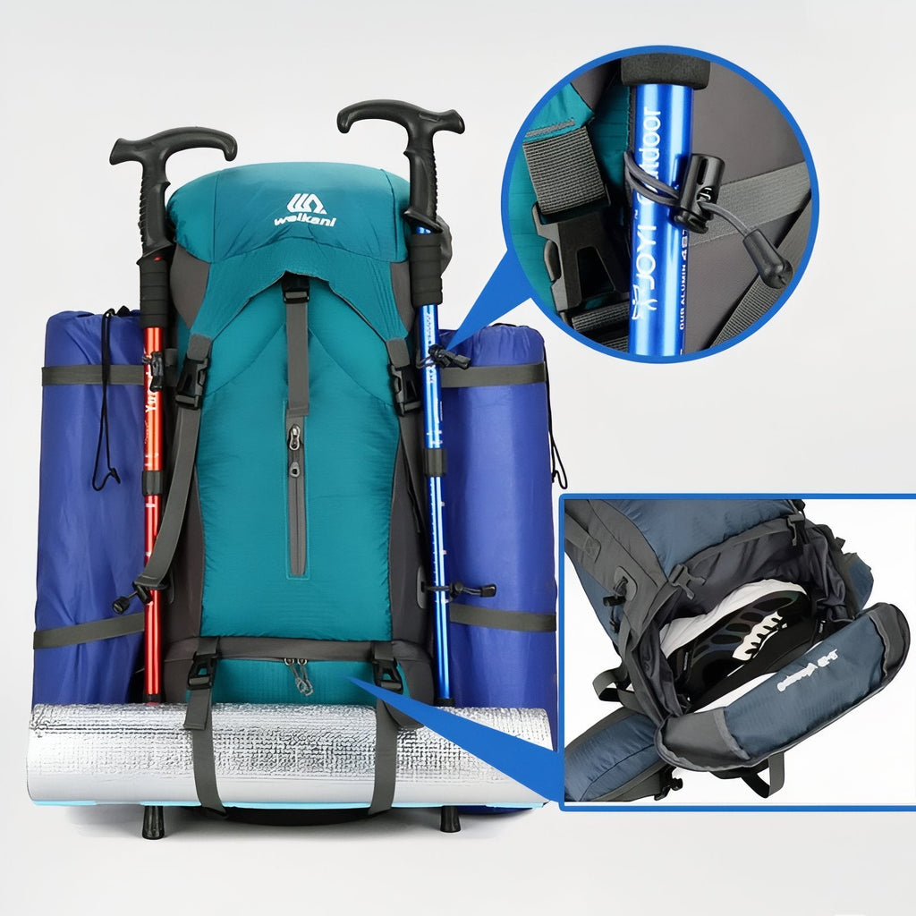Sac à dos randonnée 70L avec housse de pluie | Esprit Baroudeur
