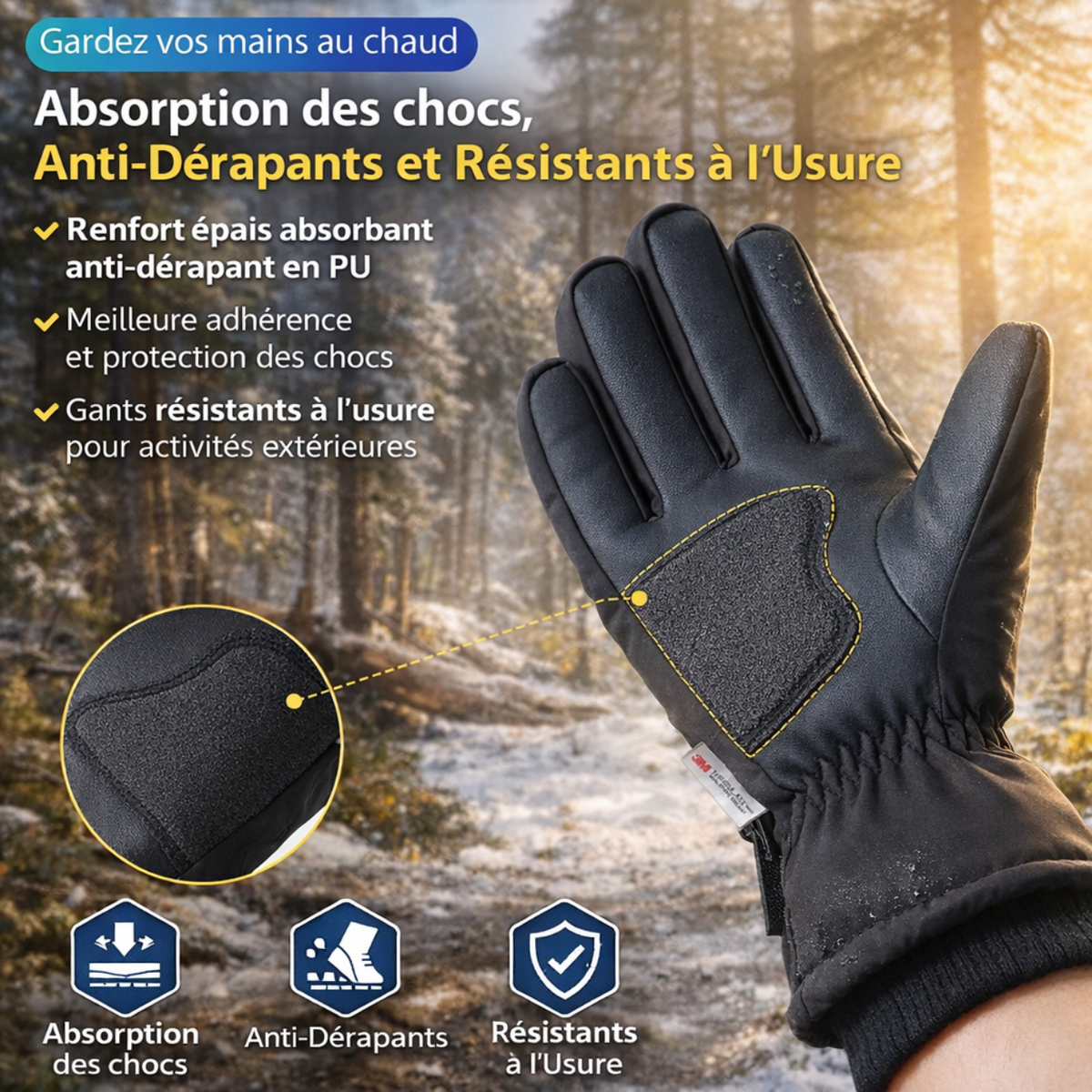 Gants de randonnée hiver tactiles avec poche zippée | Esprit Baroudeur