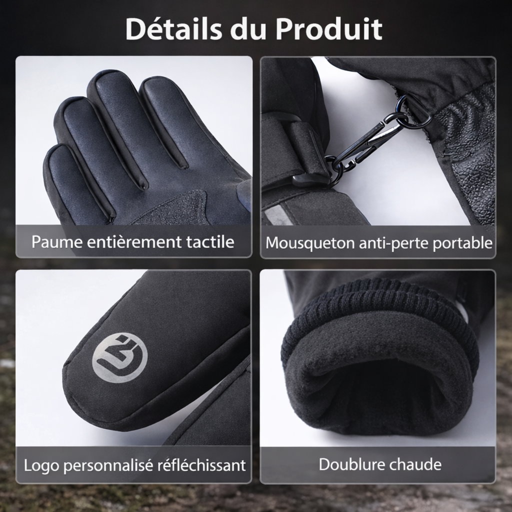 Gants de randonnée hiver tactiles avec poche zippée | Esprit Baroudeur