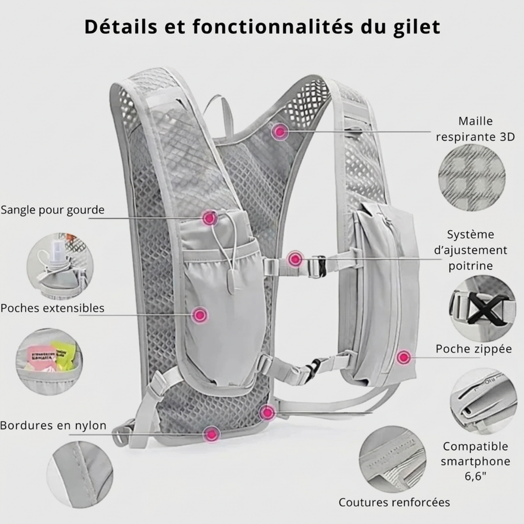 Gilet trail respirant léger pour randonnée outdoor | Esprit Baroudeur