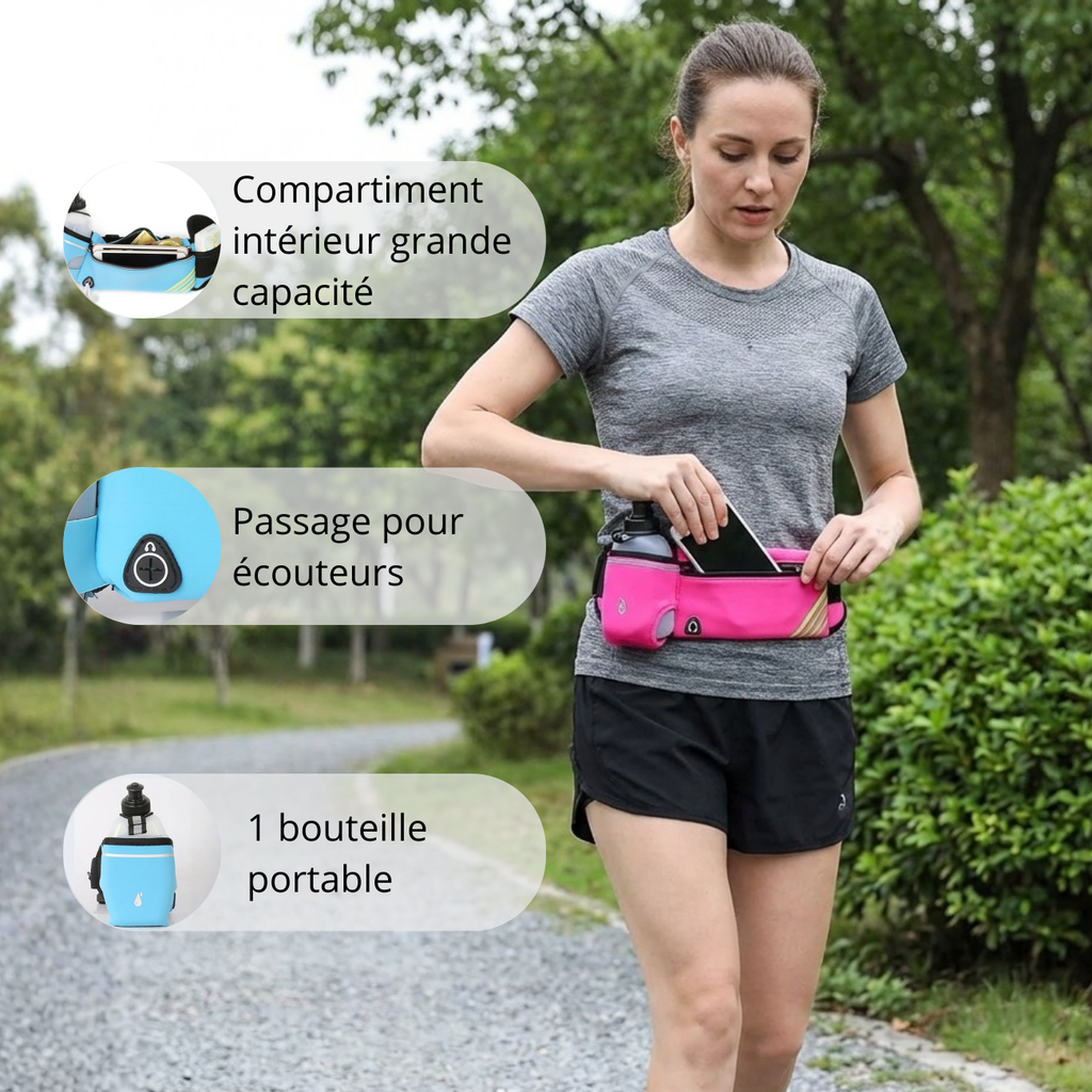 Ceinture d'hydratation running avec porte-gourde ajustable | Esprit Baroudeur