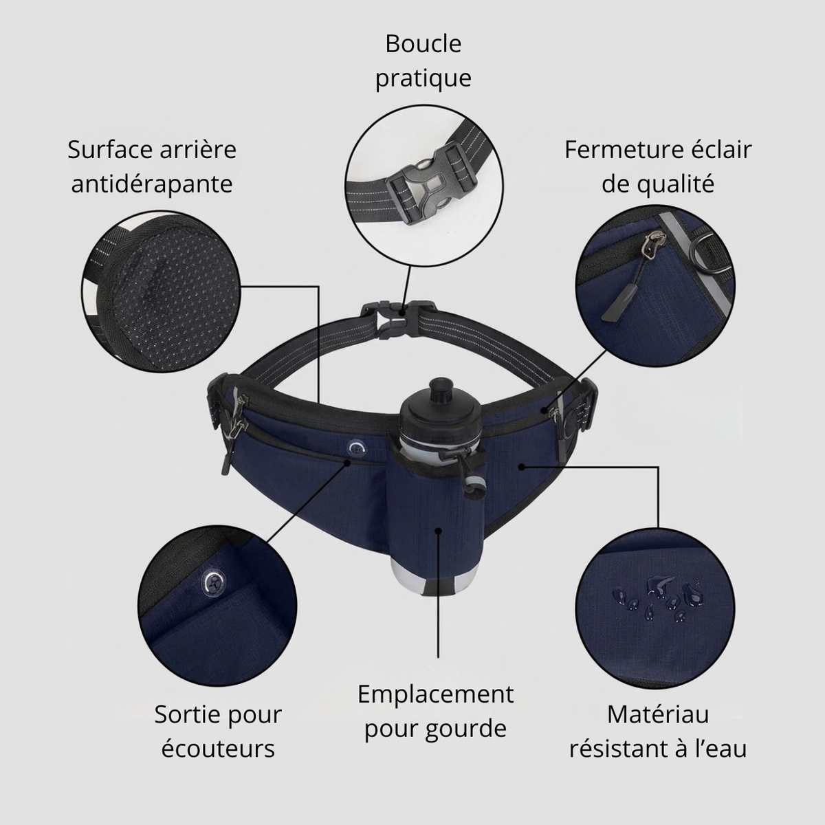Ceinture de trail runner avec porte-gourde et poches | Esprit Baroudeur