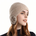 Bonnet cache-oreille tricoté motif flocon hiver | Esprit Baroudeur