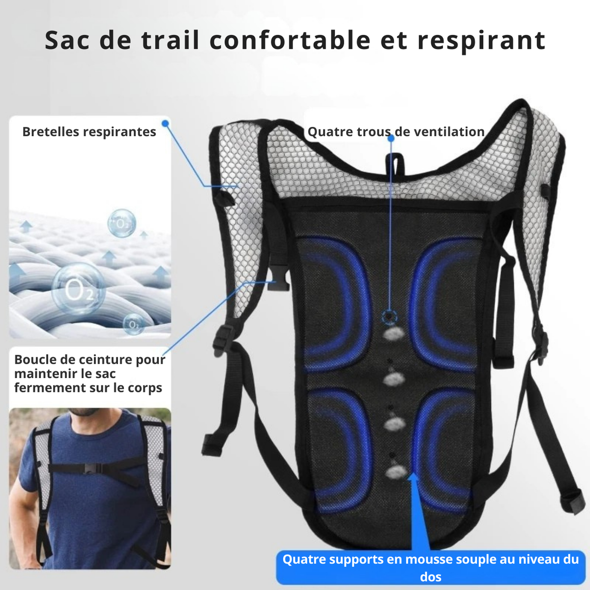 Sac hydratation trail léger avec poche à eau 2L | Esprit Baroudeur