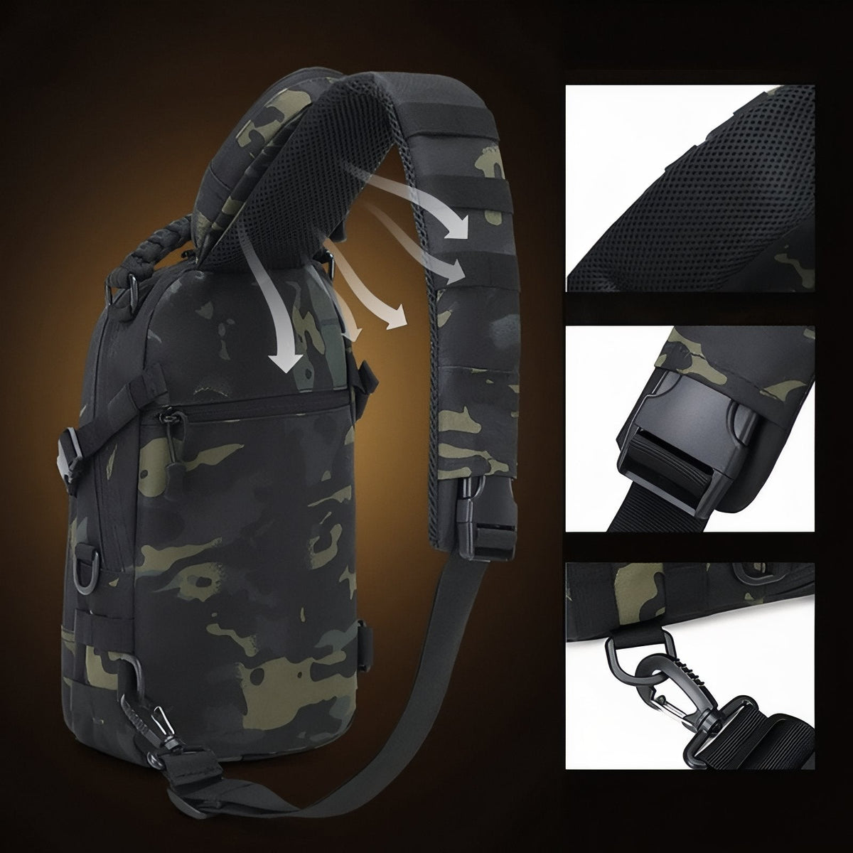 Sac bandoulière randonnée tactique multipoches sport outdoor | Esprit Baroudeur