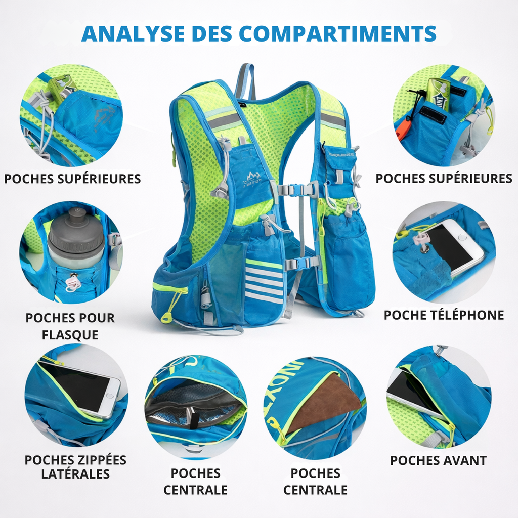 Gilet d'hydratation 8L trail running léger et ajustable | Esprit Baroudeur