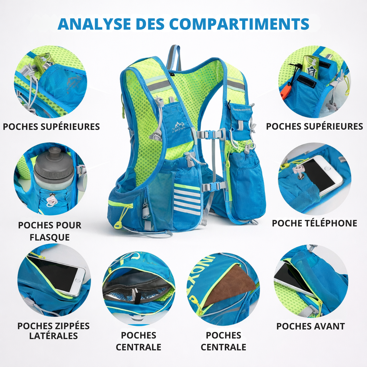 Gilet d'hydratation 8L trail running léger et ajustable | Esprit Baroudeur