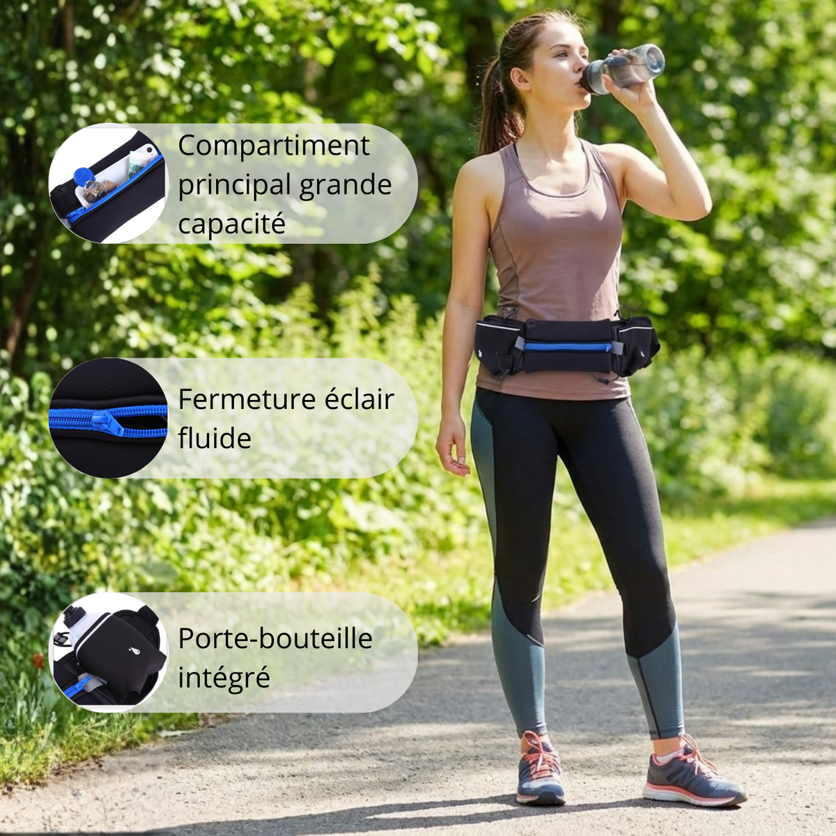Ceinture d'hydratation running avec poches et gourdes | Esprit Baroudeur