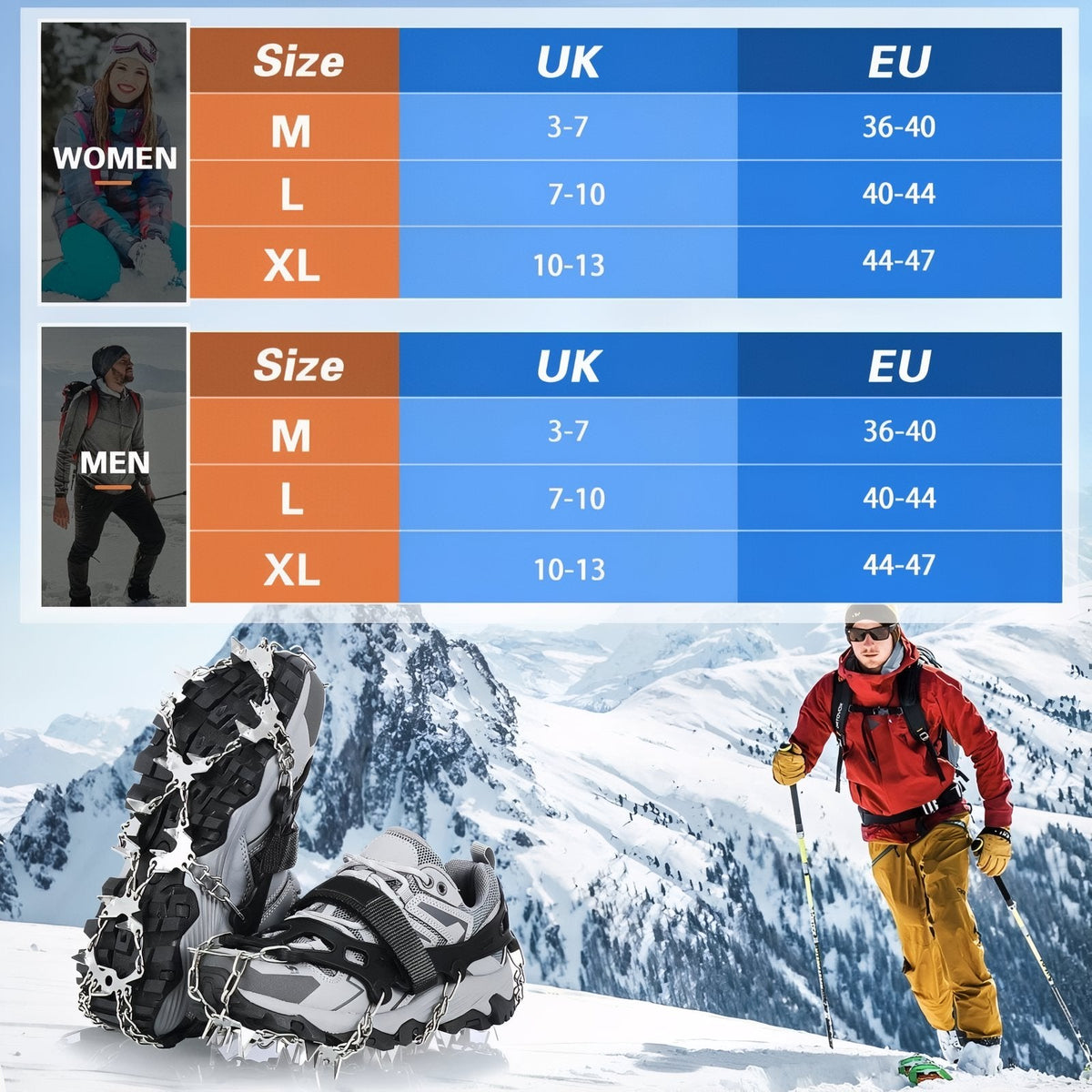 Crampons glace randonnée 32 pointes antidérapants neige | Esprit Baroudeur