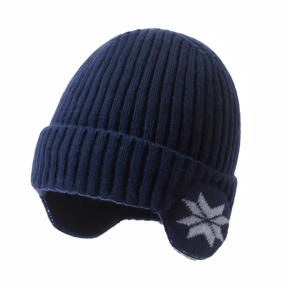 Bonnet cache-oreille tricoté motif flocon hiver | Esprit Baroudeur