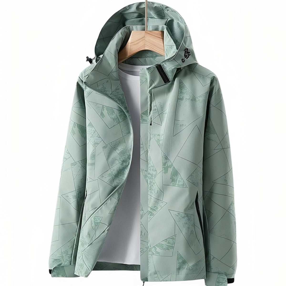 Veste imperméable randonnée à capuche motif montagne | Esprit Baroudeur