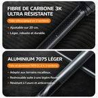 Bâton de randonnée pliable en carbone ultraléger