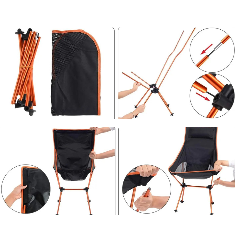 Chaise de camping pliante avec appui-tête et pochette | Esprit Baroudeur