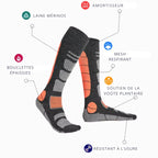 Chaussettes randonnée mérinos hautes zones renforcées | Esprit Baroudeur