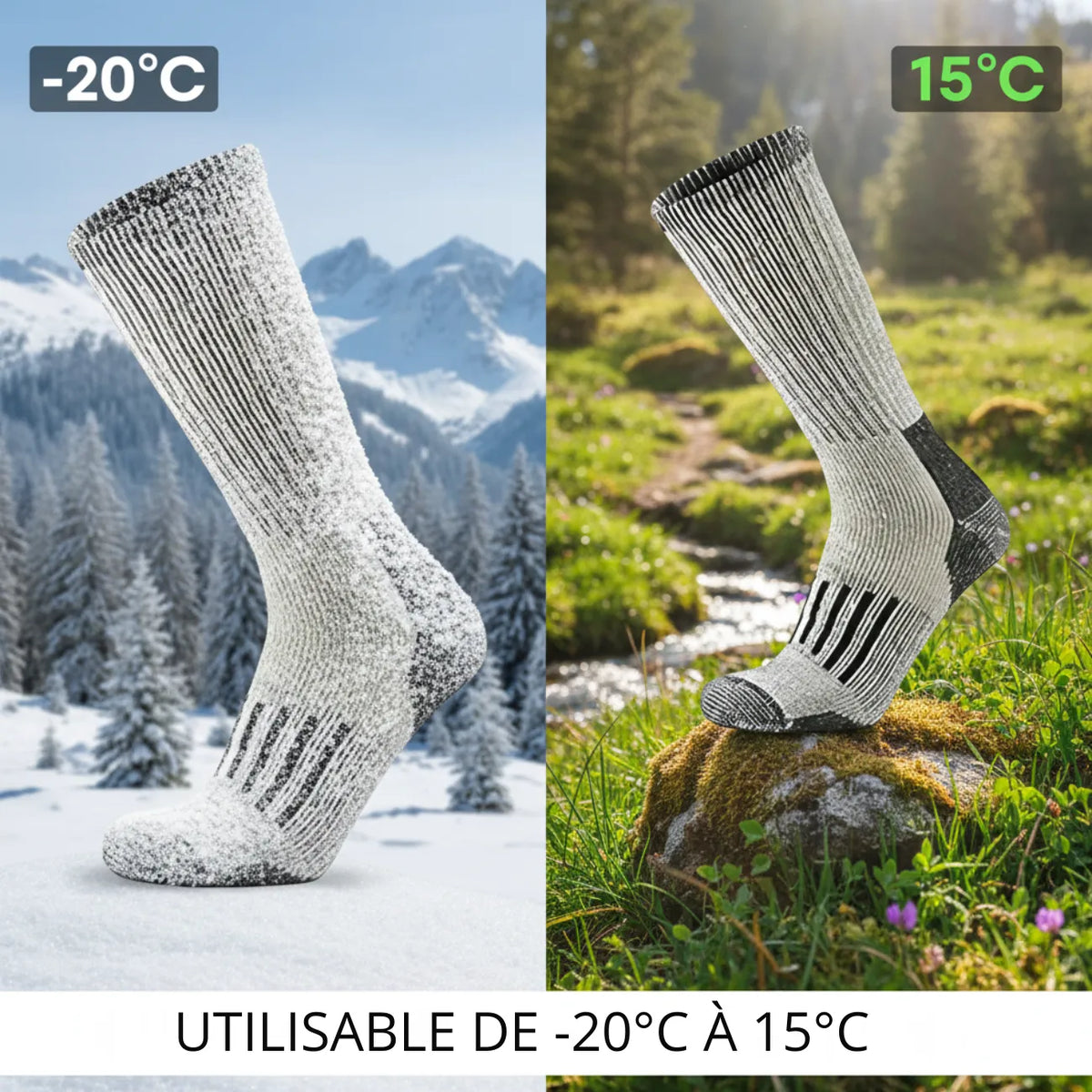 Chaussettes de randonnée en laine lot de 2 paires | Esprit Baroudeur