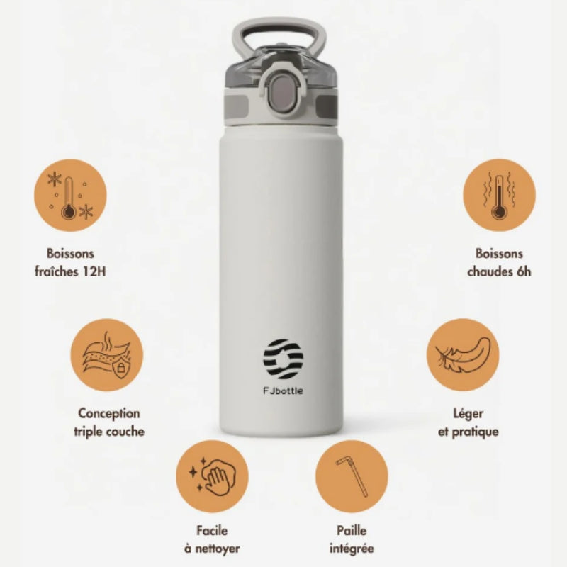 Gourde isotherme avec paille intégrée pour randonnée | Esprit Baroudeur