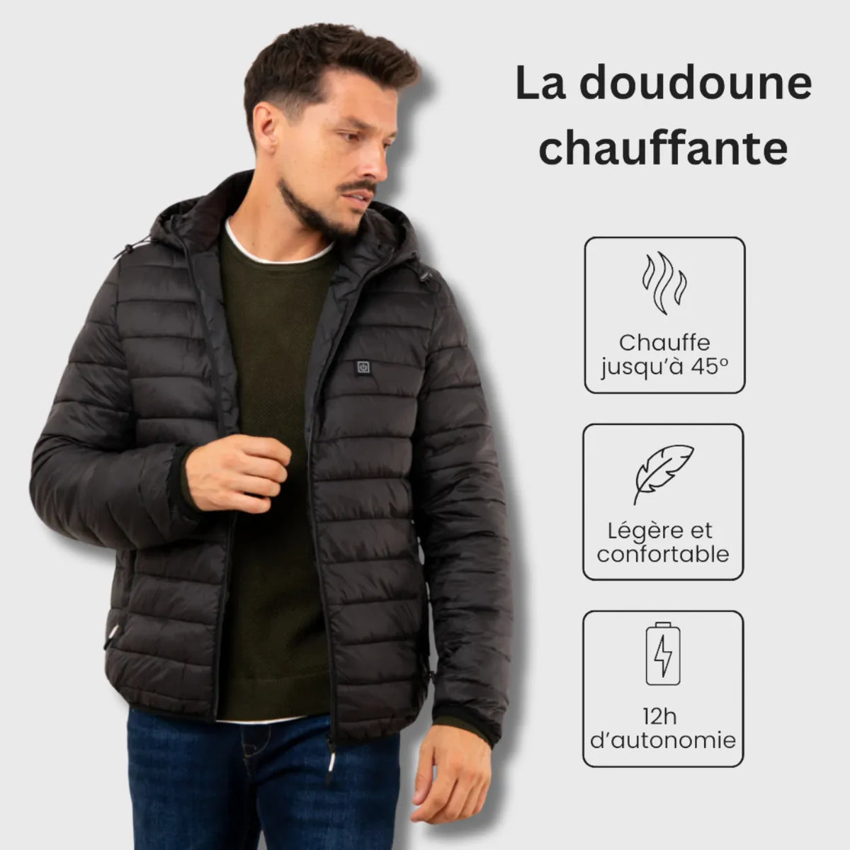 Doudoune chauffante USB à capuche pour randonnée | Esprit Baroudeur