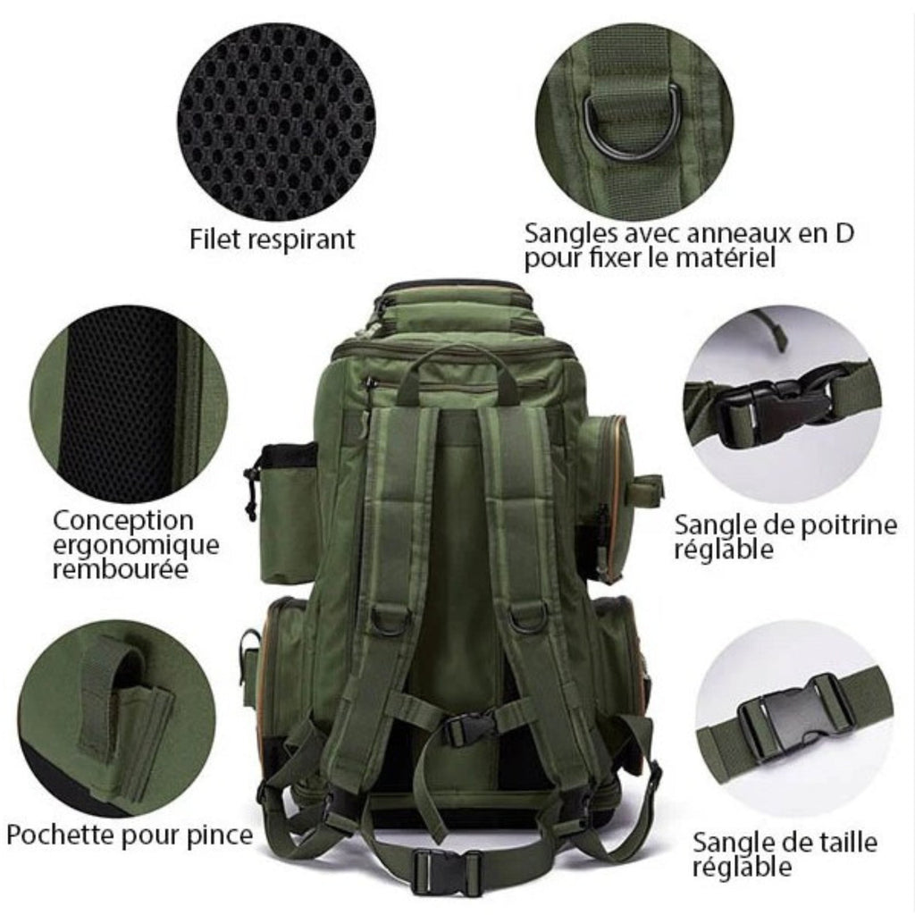 Sac de randonnée et pêche multipoches grande capacité | Esprit Baroudeur