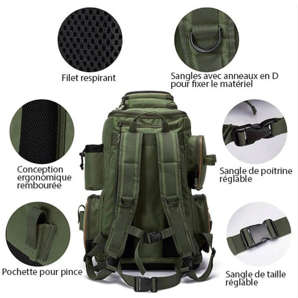 Sac de randonnée et pêche multipoches grande capacité | Esprit Baroudeur