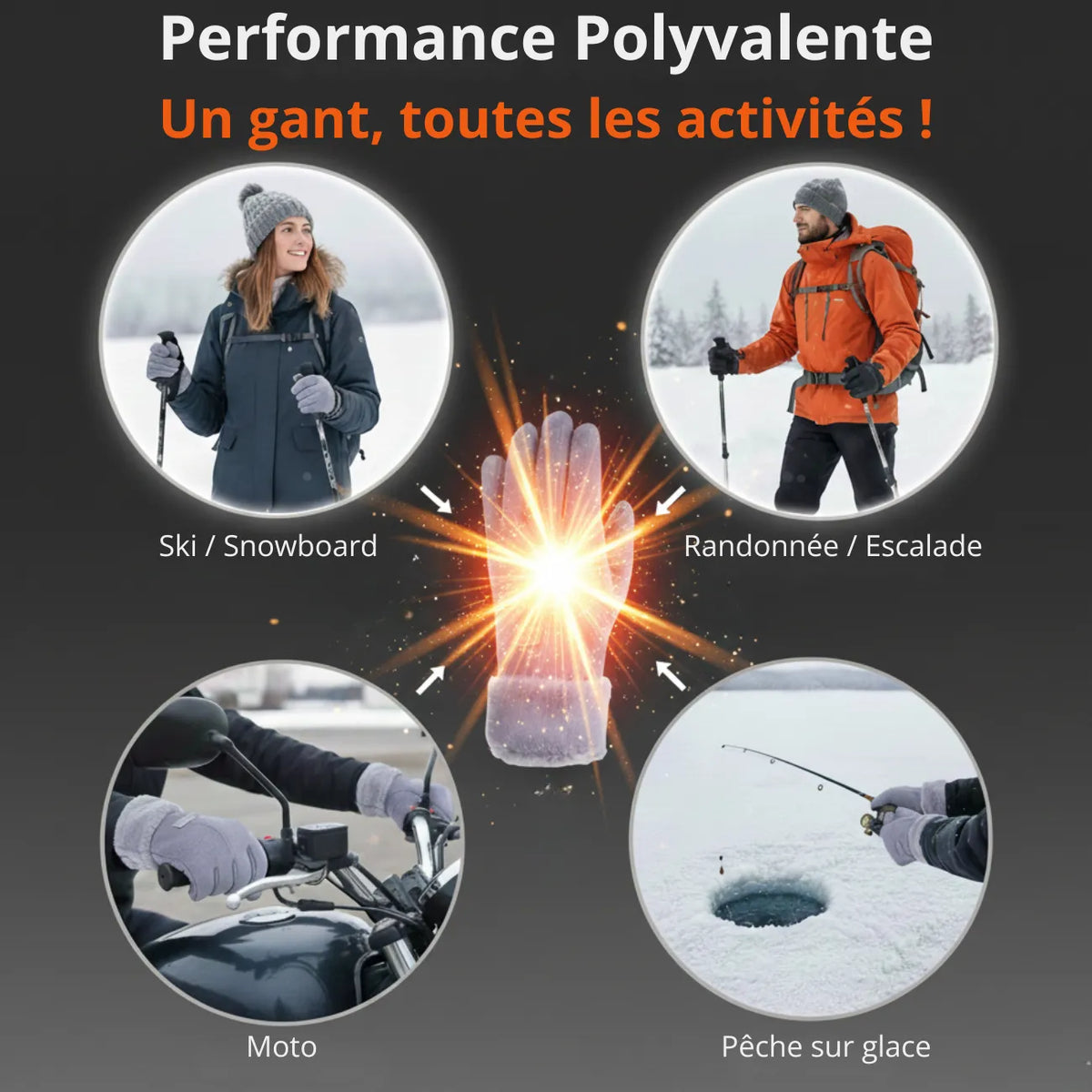 Gants chauffants hiver doublés tactiles pour grand froid | Esprit Baroudeur