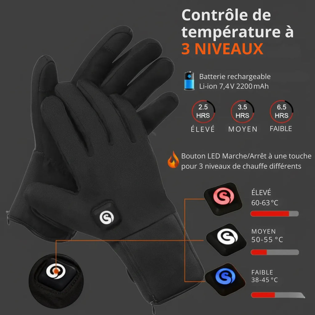 Gants thermiques rechargeables avec grip antidérapant | Esprit Baroudeur