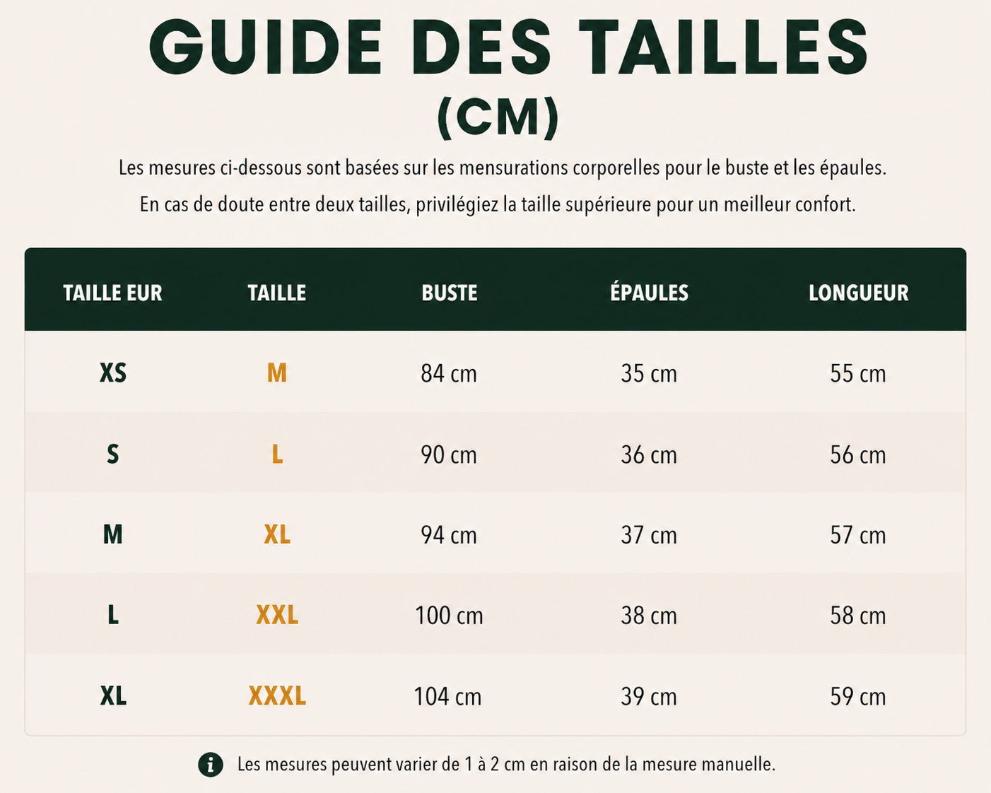 Guide des tailles Doudoune Sans Manche Randonnée Femme