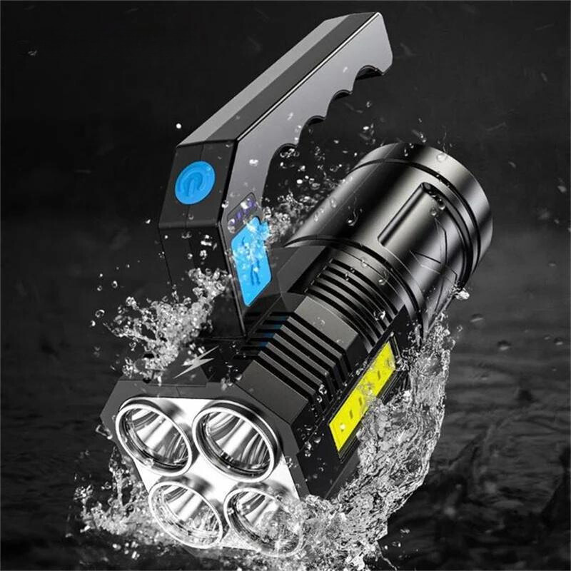 Lampe torche puissante rechargeable USB avec poignée LED | Esprit Baroudeur