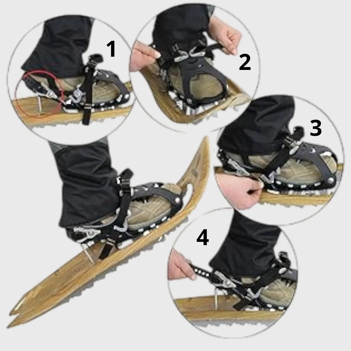 Raquettes neige randonnée en bois traditionnelles avec crampons | Esprit Baroudeur