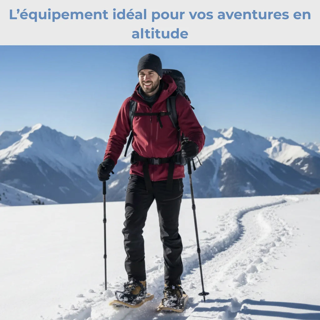 Raquettes neige randonnée en bois traditionnelles avec crampons | Esprit Baroudeur