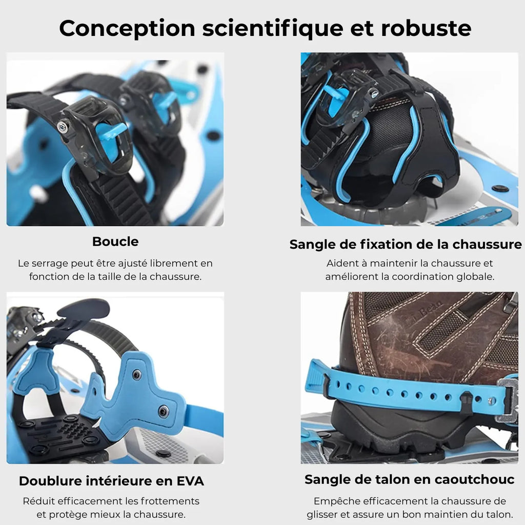Raquettes à neige légères avec crampons pour randonnée hivernale | Esprit Baroudeur
