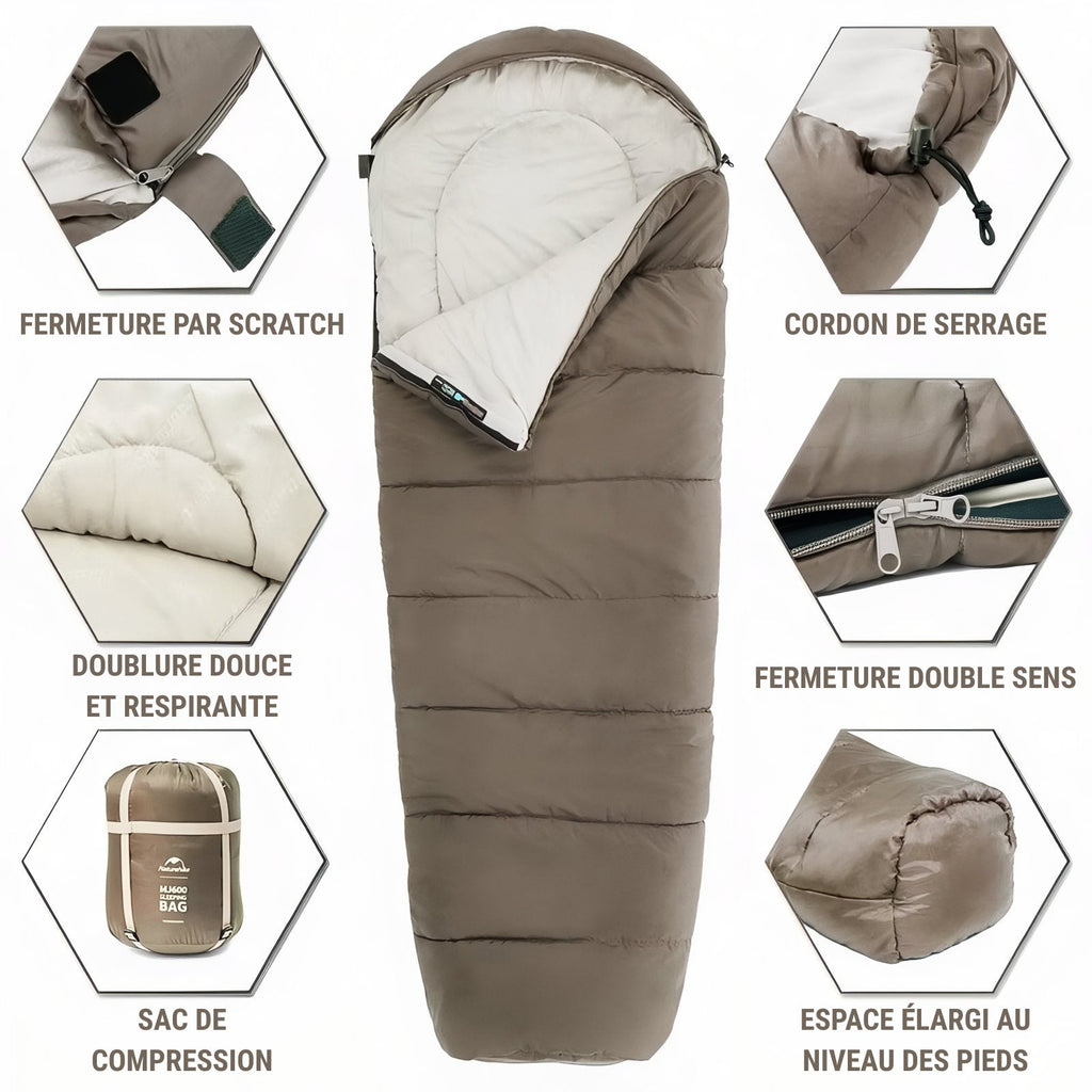 Sac de couchage grand froid -5°C synthétique – Esprit Baroudeur
