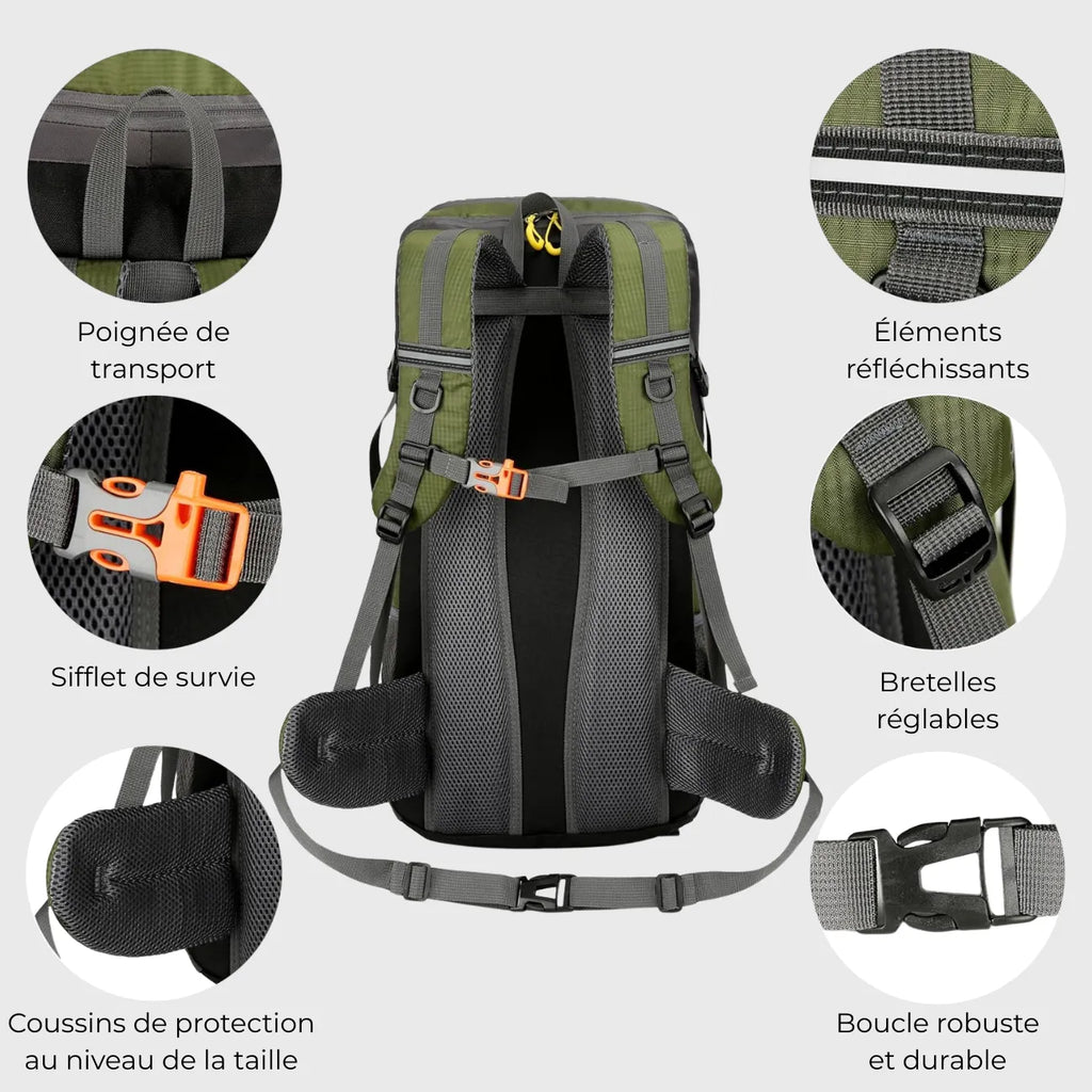 Sac à dos randonnée 50L léger avec ceinture lombaire