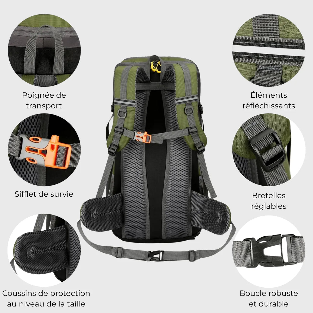 Sac à dos randonnée 50L léger avec ceinture lombaire