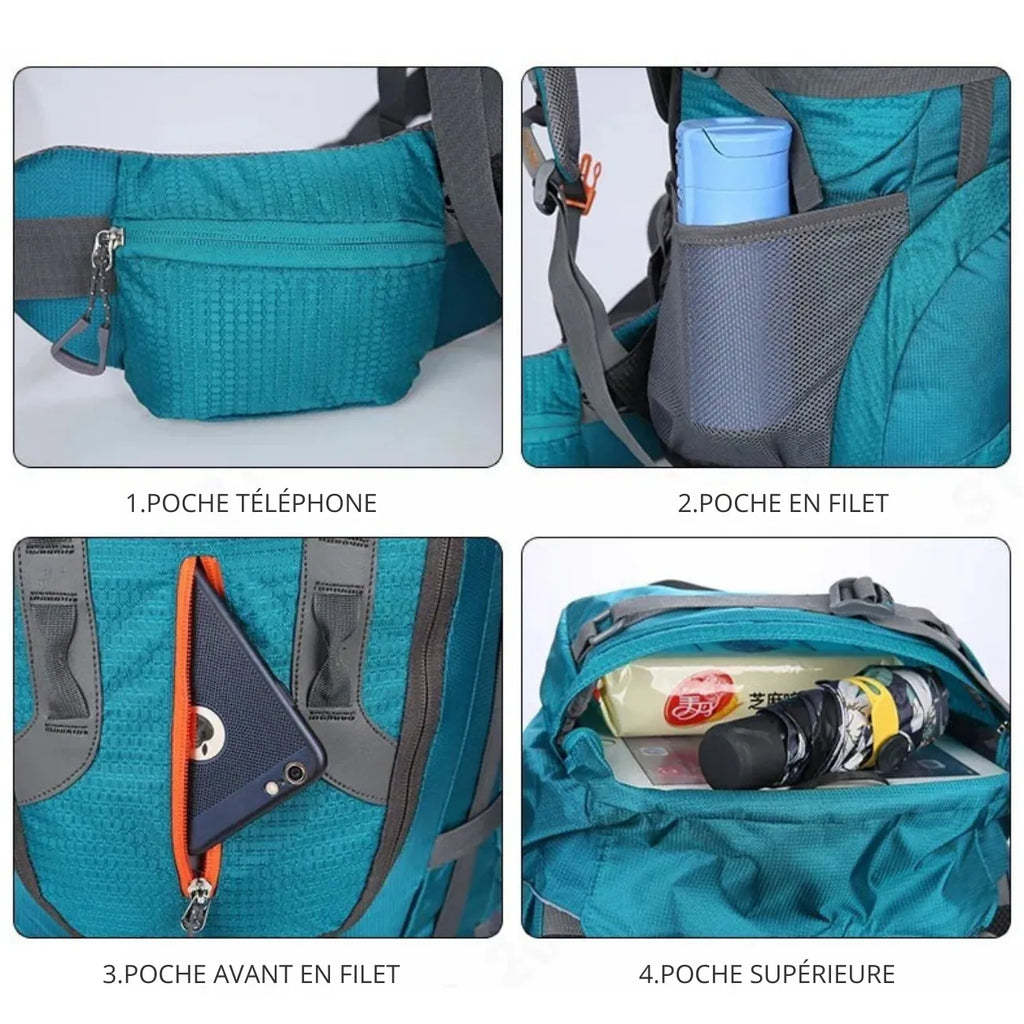 Sac à dos de randonnée imperméable 60L grande capacité | Esprit Baroudeur