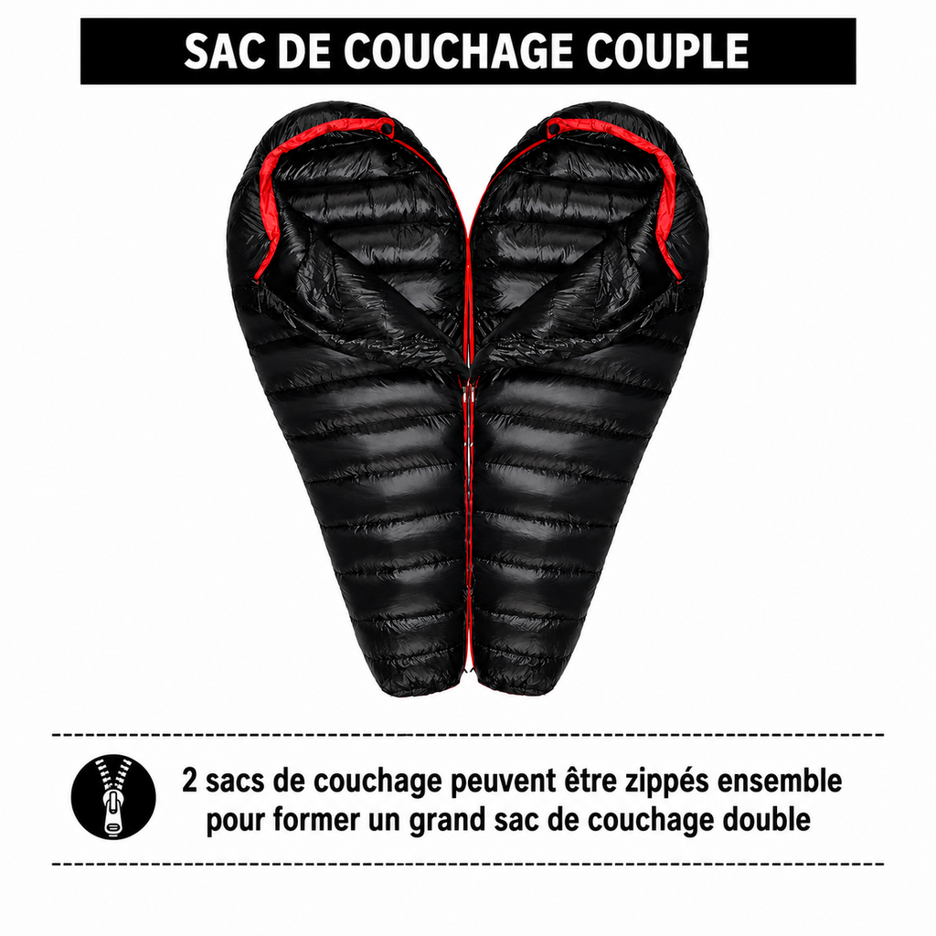 Sac de couchage grand froid -10°C en duvet d'oie – Esprit Baroudeur