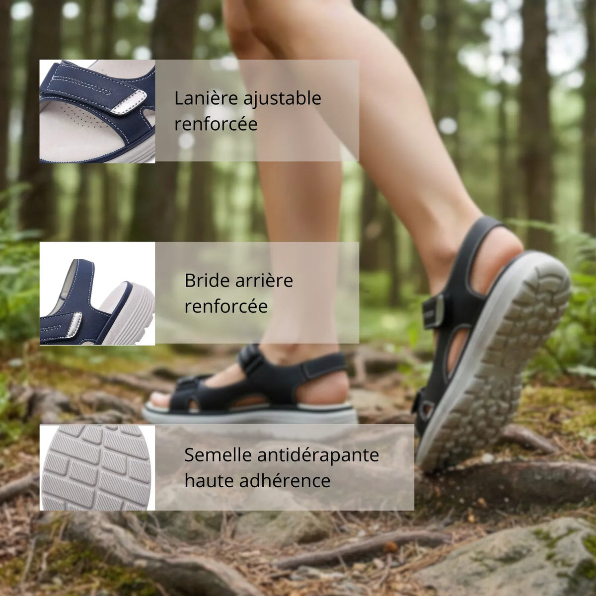 Sandales de randonnée légères à scratch réglable | Esprit Baroudeur