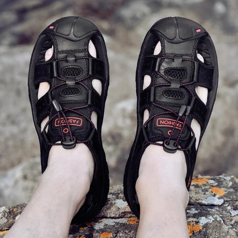 Sandales Trek Homme Cuir Imperméables Semelle Grip
