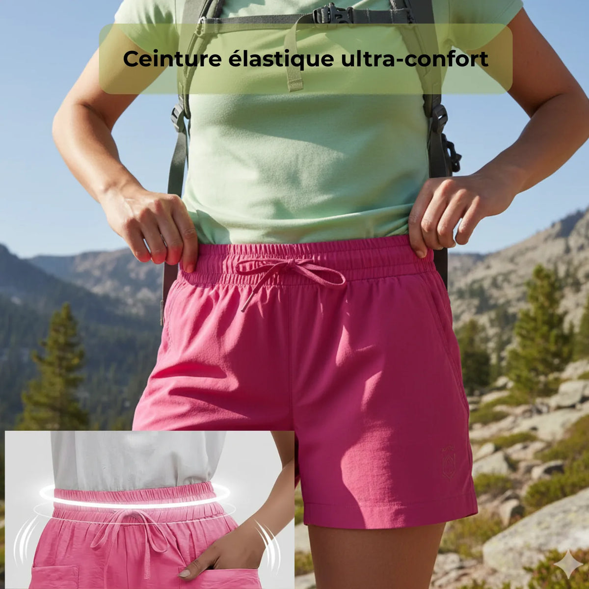 Short rando léger avec poches et ceinture élastique | Esprit Baroudeur