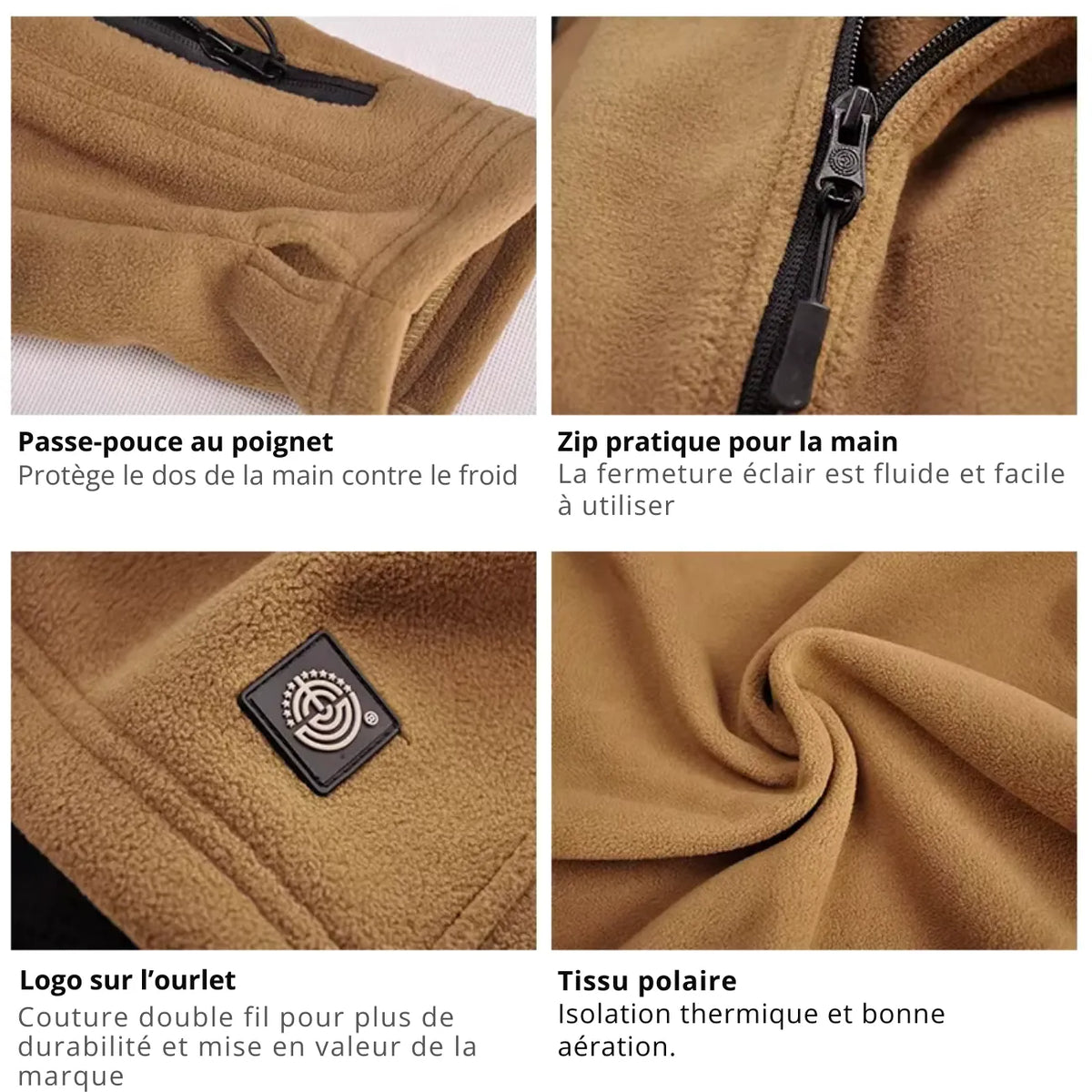 Veste Polaire zippée col montant multi-poches outdoor | Esprit Baroudeur