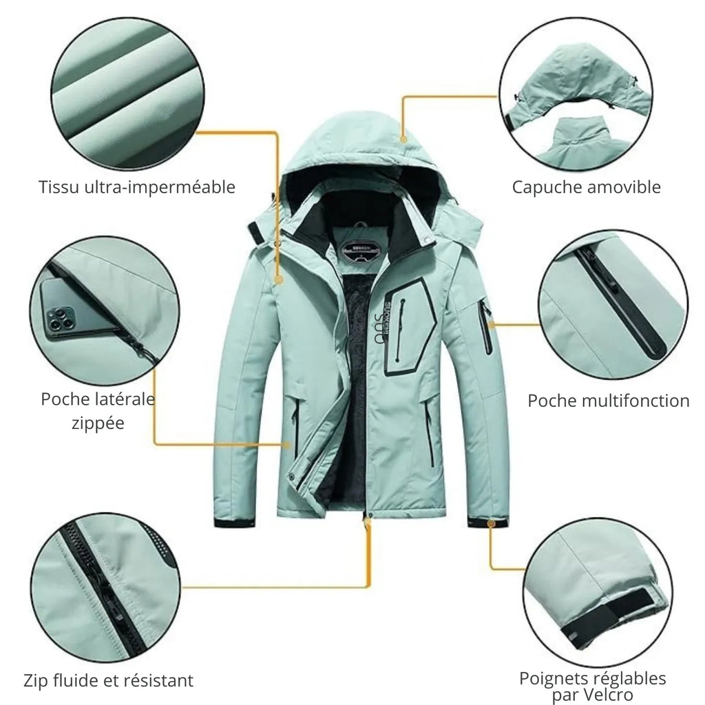 Veste de trekking DWR imperméable à capuche outdoor | Esprit Baroudeur