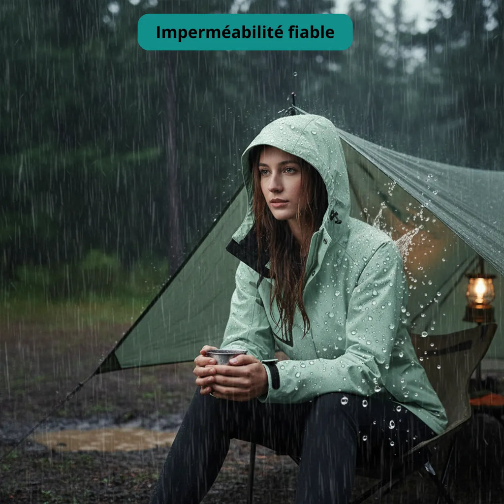 Veste de trekking DWR imperméable à capuche outdoor | Esprit Baroudeur
