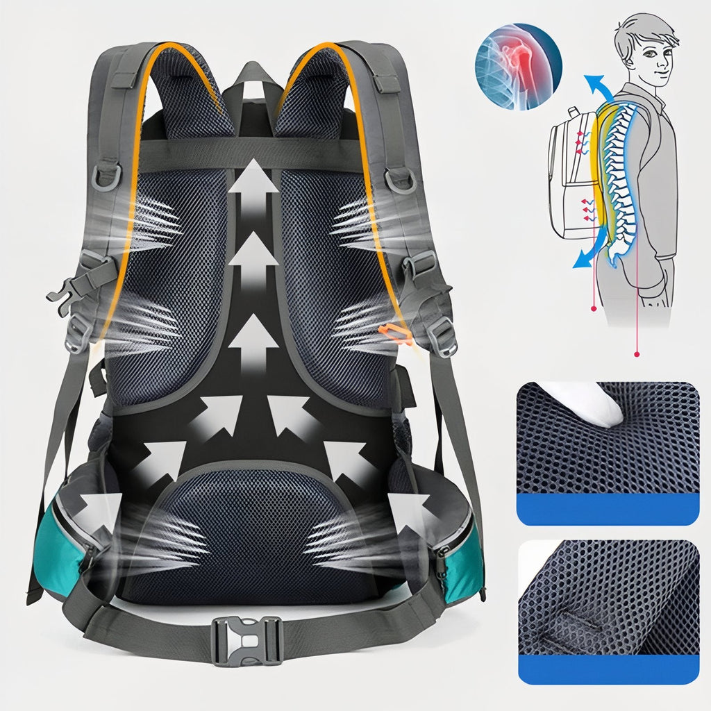 Sac à dos randonnée 55L compartiments multiples trekking | Esprit Baroudeur