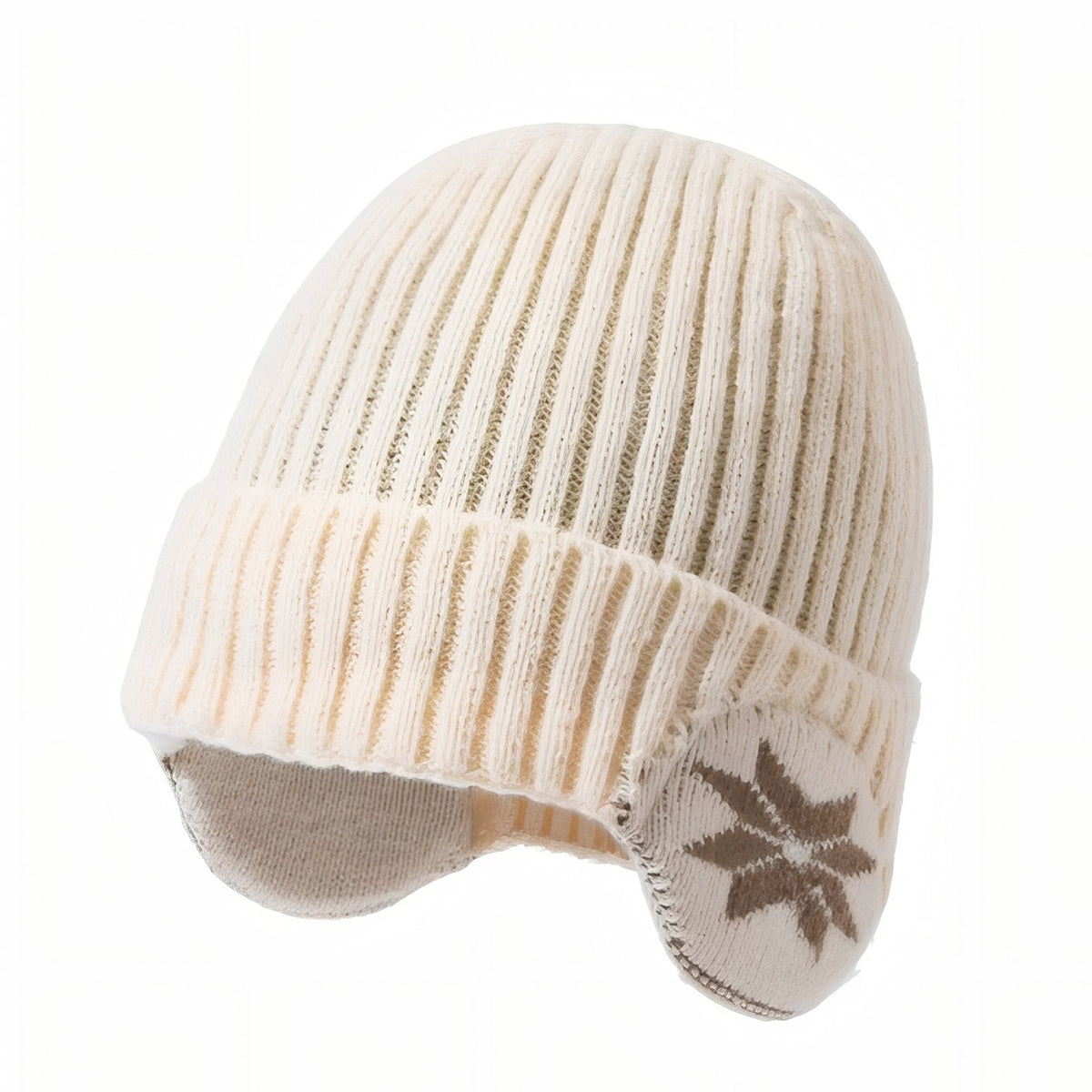 Bonnet cache-oreille tricoté motif flocon hiver | Esprit Baroudeur