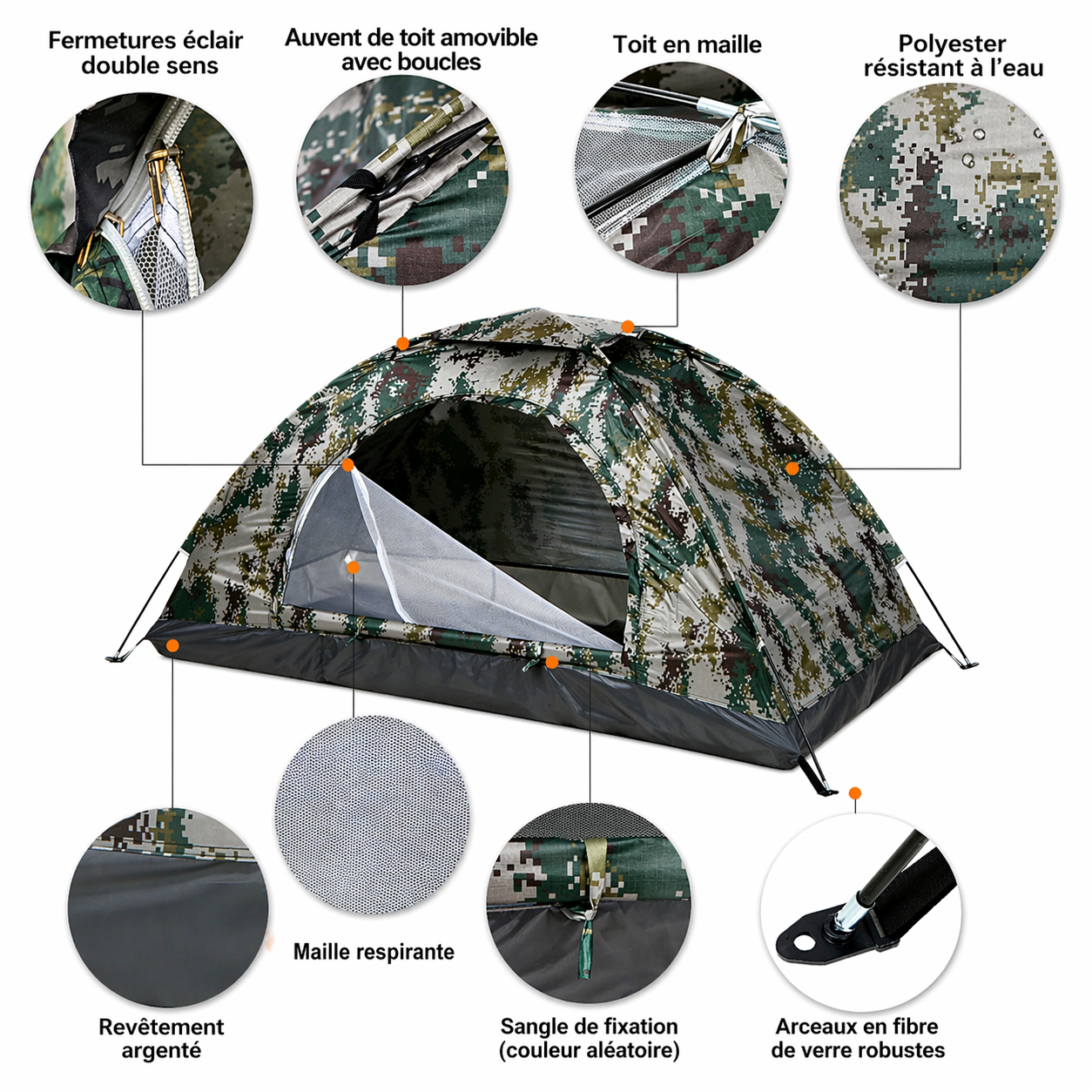 Tente Camping | 2 Places avec Camouflage