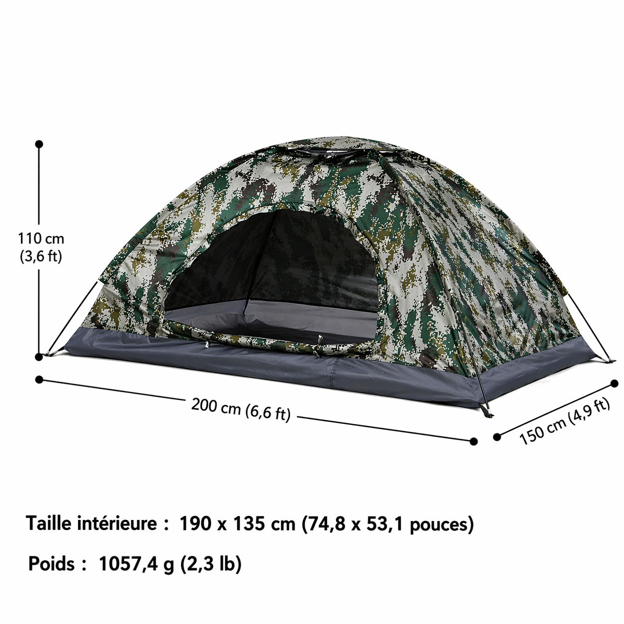 Tente Camping | 2 Places avec Camouflage