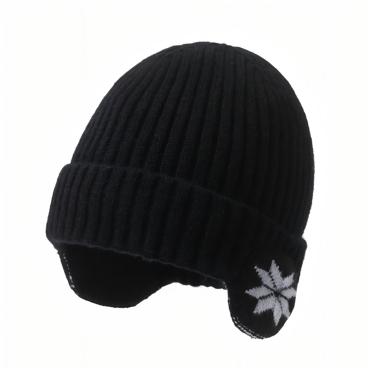 Bonnet cache-oreille tricoté motif flocon hiver | Esprit Baroudeur