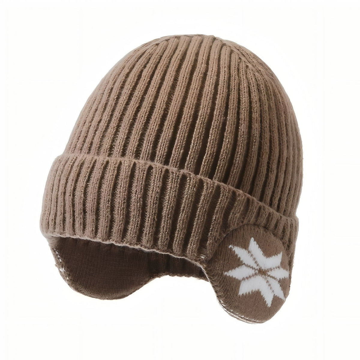 Bonnet cache-oreille tricoté motif flocon hiver | Esprit Baroudeur